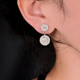Boucles d'oreilles rondes avec incrustation de verre élégantes (blanc)
