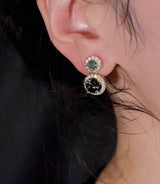 Boucles d'oreilles rondes avec incrustation de verre élégantes (blanc)