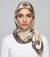 Écharpe beige pour femmes avec imprimé léopard