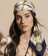 Foulard carré en faux soie de luxe imprimé