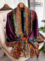 Foulard en faux soie imprimé floral, étole légère