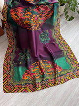 Foulard en faux soie imprimé floral, étole légère