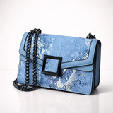 Sac carré en relief de python petit à rabat chaîne sangle