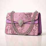 Sac carré vintage à chaîne avec motif gaufré crocodile