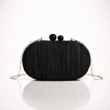 Sac pochette ovale élégant de couleur unie en satin texturé et plissé
