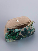 Sac pochette plissé à fleurs brodé de sequins